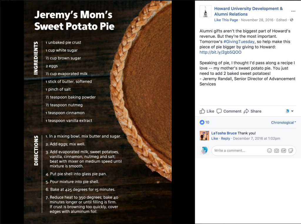 Social graphic: Jeremy's Mom's Sweet Potato Pie recipe
